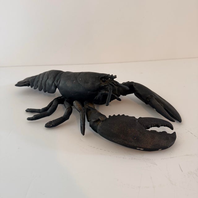 Metal Vintage Large Blackened Cast Metal Lobster Sculpture For Sale - Image 7 of 8