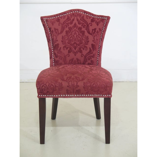 Art Deco Style Damask Print Upholstered Side Chair For Sale - Image 9 of 9