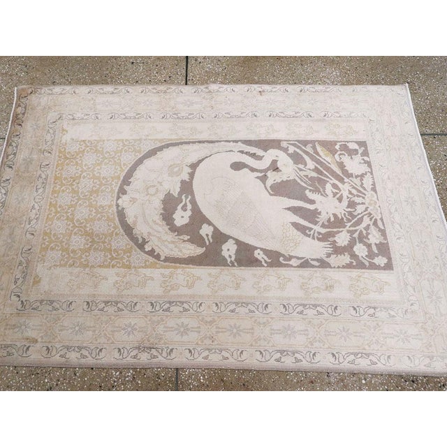 Galerie Shabab Collection Early 20th Century Persian Tabriz Pictorial Rug For Sale - Image 4 of 6