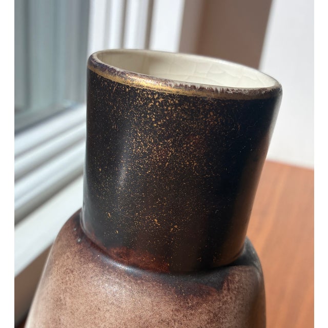 Ivory Antique Alfred Stellmacher Turn-Teplitz Austrian Art Nouveau Japonisme Floral Gilt Art Pottery Vase, Circa 1880-1894 For Sale - Image 8 of 10