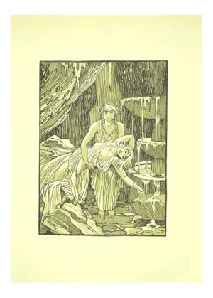 Ferdinand Bac , The Fountain , Original Lithograph by F. Bac , 1922