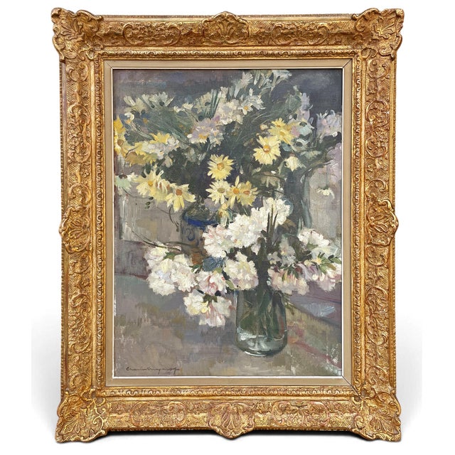 Charles Swyncop, Floral Still Life, 1920s, Oil on Canvas For Sale - Image 18 of 18