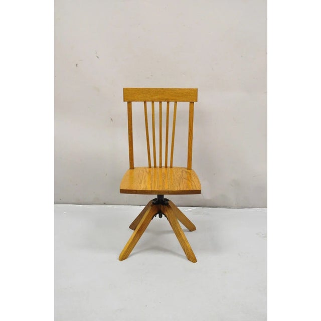 Early 20th Century Vintage Mission Arts & Crafts Oak Wood Child’s School Desk Chair For Sale - Image 11 of 11