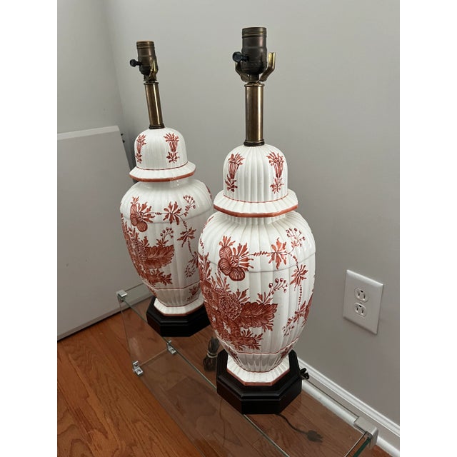 Lovely Pair of Vintage Frederick Cooper Hand Painted GingerJar Lamps. Excellent condition! No shades or finials.