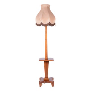Czech Art Deco Walnut Floor Lamp, 1920s For Sale