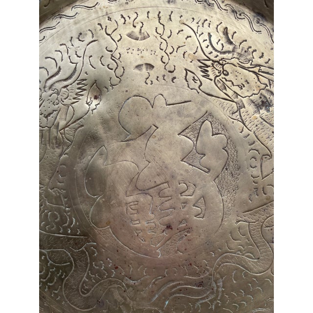 1930s Chinese Dragon Brass Tray For Sale - Image 4 of 7