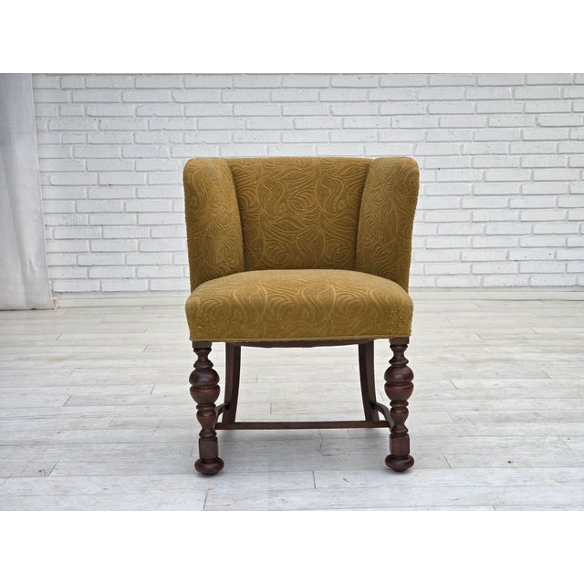 Mid-Century Modern Vintage Danish Lounge Chair in Green Furniture Velour and Oak, 1950s For Sale - Image 3 of 18