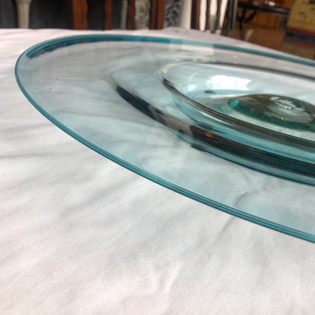 Modern 1990s Round Glass Sky Blue Platter - Table Top For Sale - Image 3 of 10