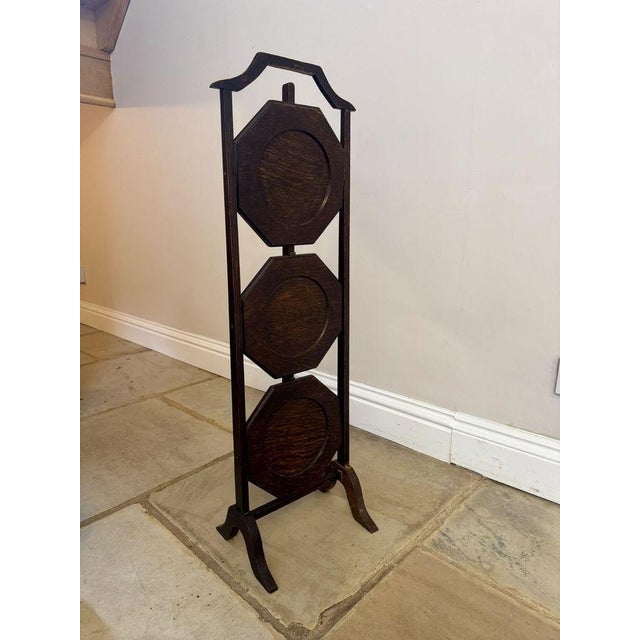 Antique Edwardian Oak Folding Cake Stand, 1900s For Sale - Image 4 of 6