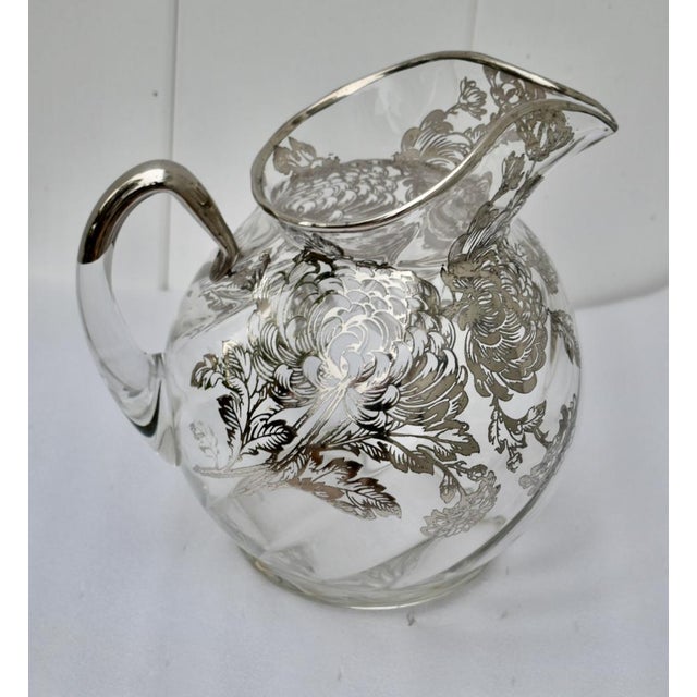 Vintage Cambridge Art Nouveau Style Silver Overlay Pitcher For Sale - Image 4 of 12