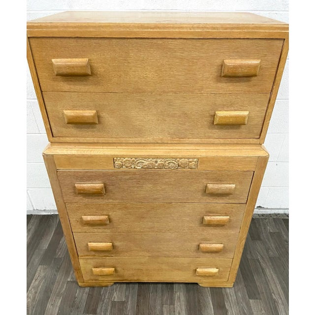Vintage Thomasville Mid Century Blonde Art Deco Style Chest of Drawers For Sale - Image 9 of 13