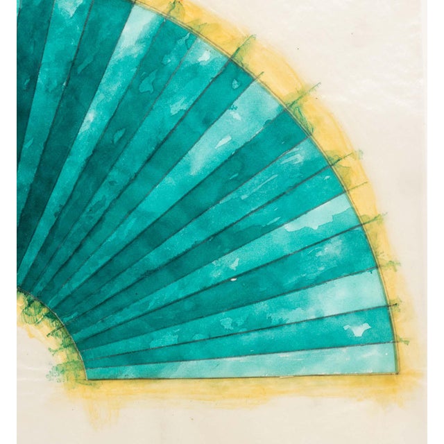 Contemporary Joseph Lawrence Gardella Green Fan Mixed Media For Sale - Image 3 of 8