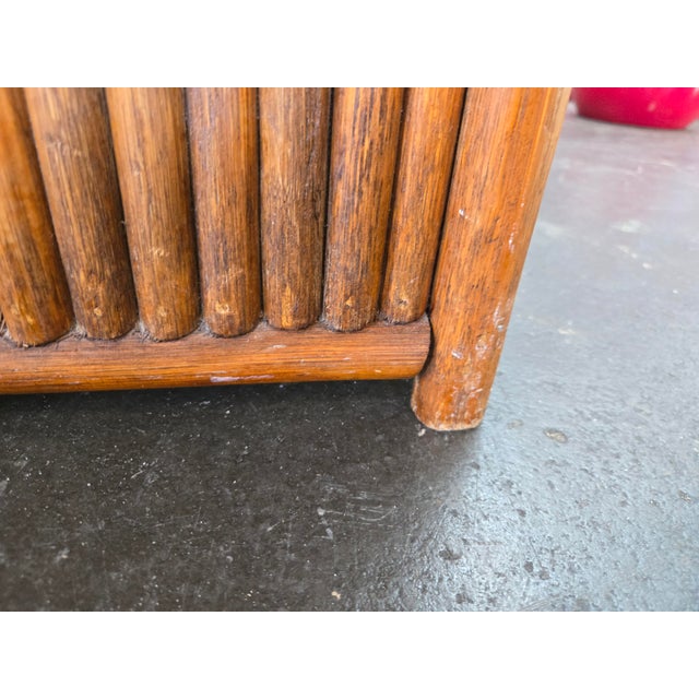VIntage Rattan Storage Trunk W/ Brass Accents For Sale - Image 12 of 12