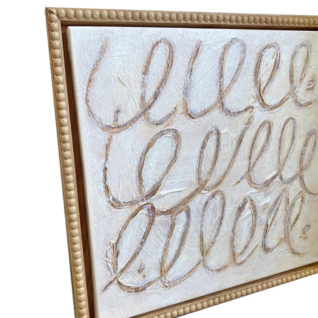 2020s Abstract Calligraphic Script Oil Painting: Framed Contemporary Fine Art Canvas (13.5" X 13.5") For Sale - Image 5 of 5