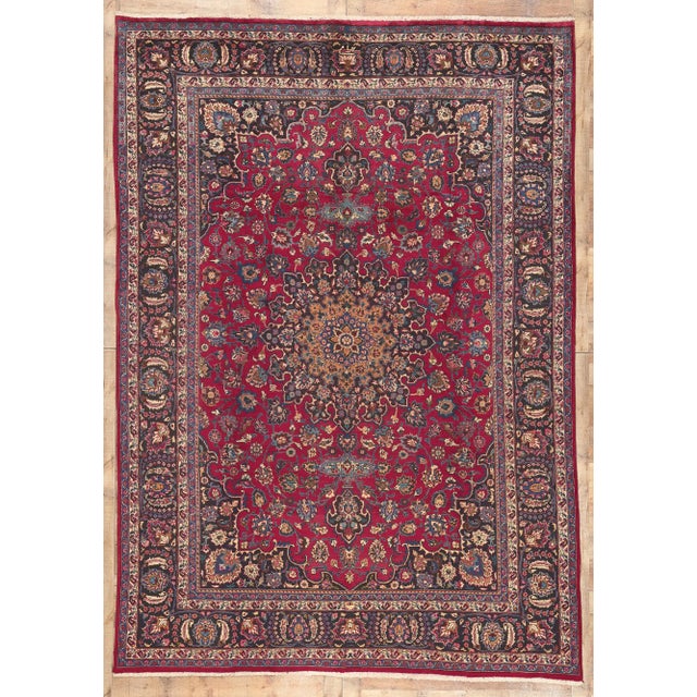 Mid 20th Century Mid 20th Century Vintage Persian Mashhad Rug - 08'01 x 11'06 For Sale - Image 9 of 9