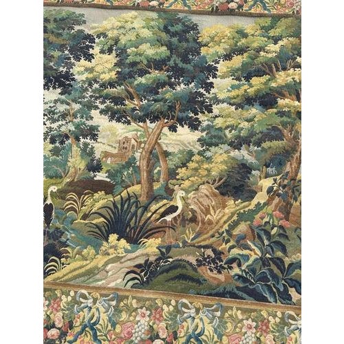 Beautiful mid-20th-century French tapestry woven on Jacquard looms with wool, cotton and acrylic. The "verdure" genre was...