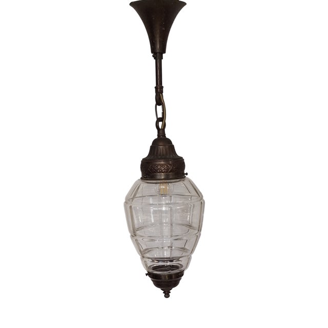 Antique French Lantern-Shaped Pendant Lamp, 1890s For Sale