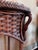 Darling vintage wicker side table with beautiful wood carving of three wood carved duck heads. Measures 17” wide 30.5” tall
