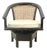 Vintage Hollywood Regency Black Lacquer Swivel Chair With Cane Back For Sale