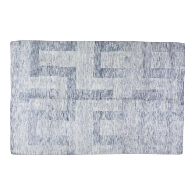 Moroccan Hand Knotted Modern Rug With Natural Color Organic Wool and Soft Texture,6'7"x10'1" For Sale
