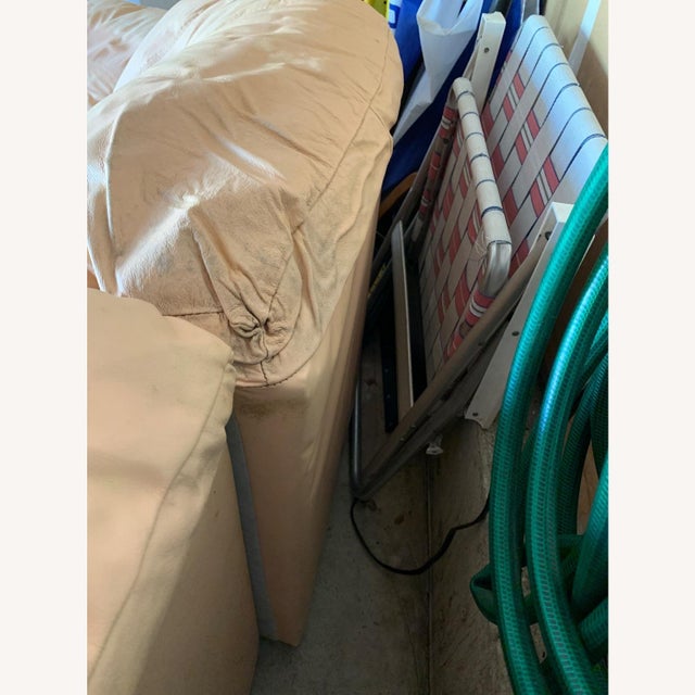 Animal Skin 1990s Peach Leather Sofa With Attached Chaise Lounge For Sale - Image 7 of 7