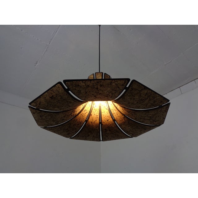 Black Cork & Metal Semi Pendant Lamp in the style of Ingo Maurer, Germany, 1970s For Sale - Image 8 of 18