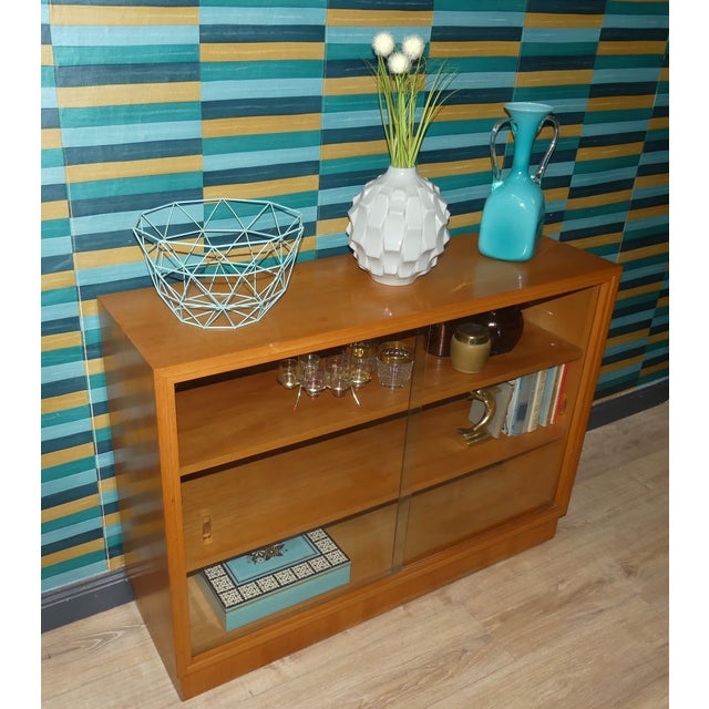 Tan Display Cabinet in Elm and Glass, 1960s For Sale - Image 8 of 16
