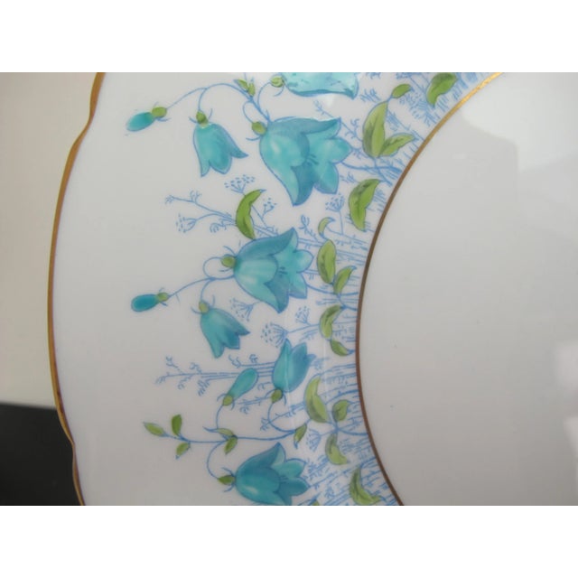 Coalport Porcelain Coalport Turquoise Blue Flower Gilt Rim Harebell Bone China 10 3/4" Dinner Plate For Sale - Image 4 of 6