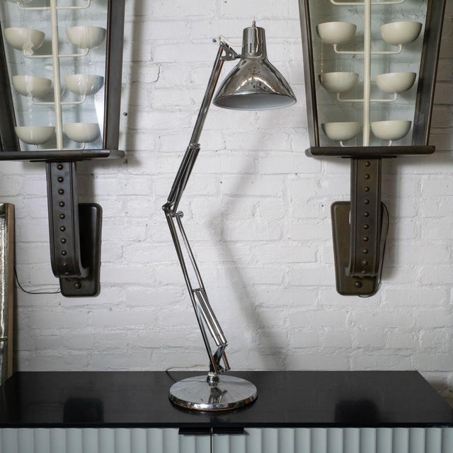 Adjustable metal task light table lamp. Measured as shown at max height.