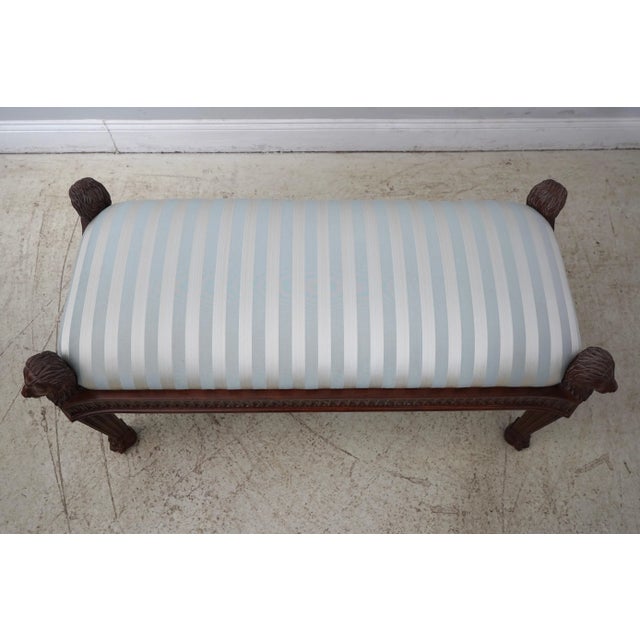 Traditional Jeffco Regency Style Lion Head Upholstered Bench For Sale - Image 3 of 12