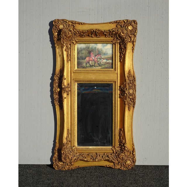 Vintage French Rococo Gold Wall Mirror Trumeau Picture Horse Signed G Wright For Sale - Image 13 of 13