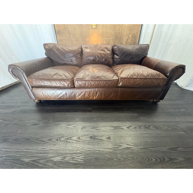 RH Original Lancaster Leather 3-Cushion Sofa – 8' | Luxe Depth | Italian Brompton | Cocoa Cocoa | Italian Brompton Leather...