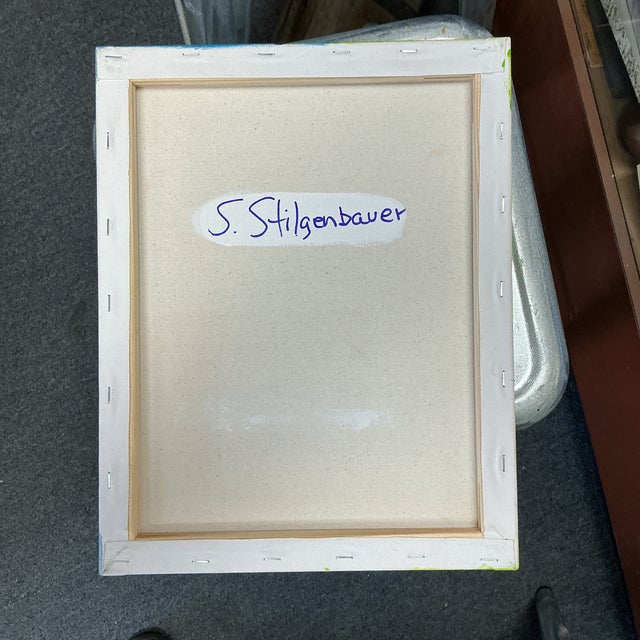 Acrylic on 14" by .58” by 11” Stretched Canvas. Artist signed on the back side with S. Stilgenbauer (CA Artist Stephen...