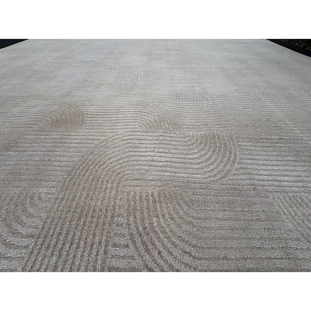 Textile Rh Tulsi Wool & Silk Rug – 12' × 15' Wheat | Hand-Knotted Wool & Silk | Made in Nepal For Sale - Image 7 of 18