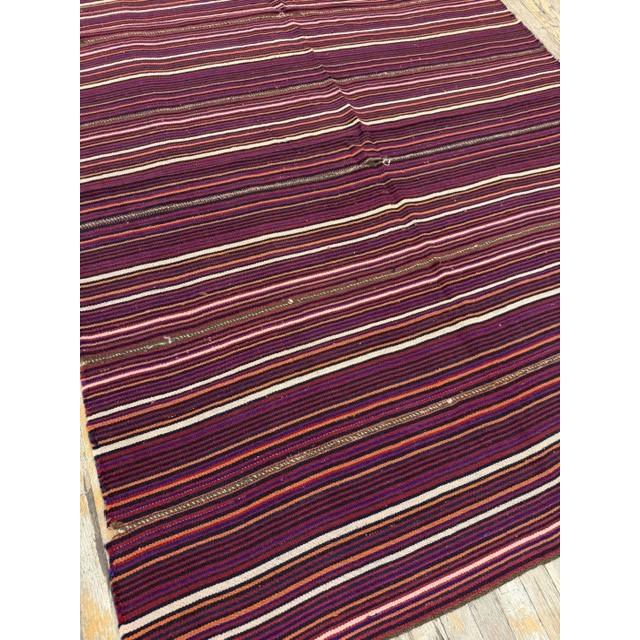 1950s Multicolor Stripe Decorative Modern Turkish Kilim Flat Weave Small Rug For Sale - Image 4 of 6