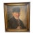 Antique H Glass Elder Man Expressionism Smoking Pipe Oil Painting Portrait 1800s For Sale