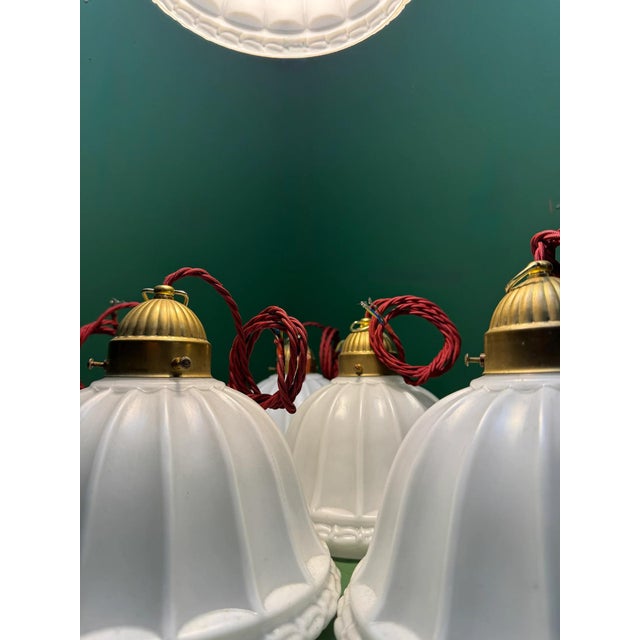 Vintage Opal Glass Pendant Light, 1920s For Sale - Image 10 of 11