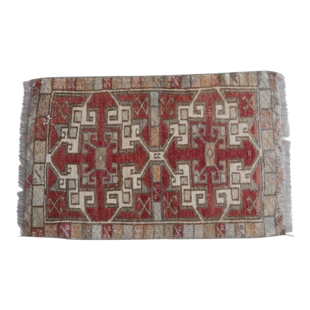 Distressed Low Pile Yastik Rug Faded Mat For Sale
