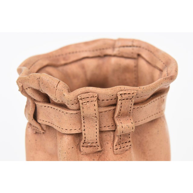 1990s Vintage Tan Ceramic Buckle Bag Sculpture 90's For Sale - Image 5 of 12