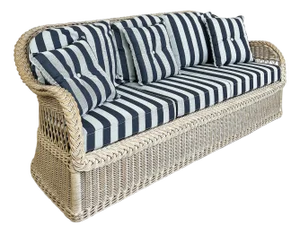 Mid 20th Century Henry Link Rattan Sofa With New Sunbrella Upholstery and Cushions