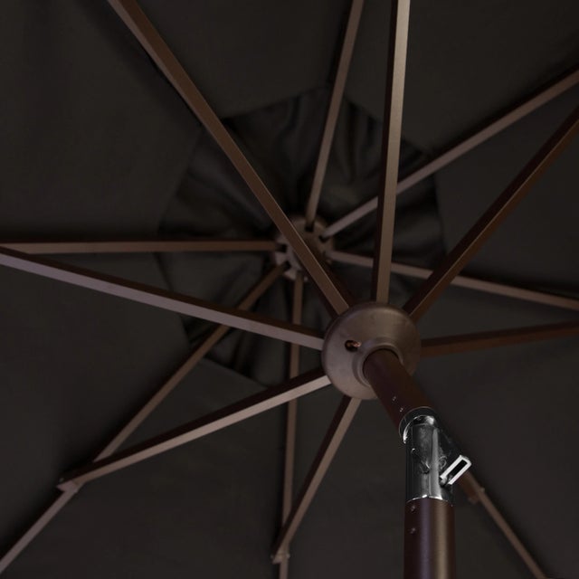 Modern Resistant 9 Ft Auto Tilt Crank Umbrella in Black For Sale - Image 3 of 4