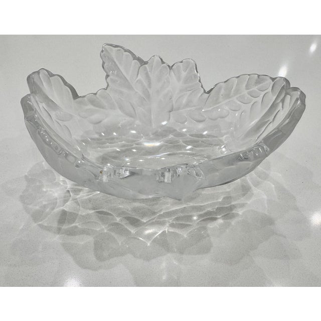 Lalique Lalique France Crystal Oak Leaf Compiegne Bowl-Mid Century For Sale - Image 4 of 7