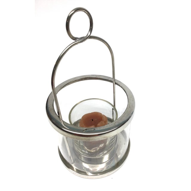 Shabby Chic Vintage Hurricane Candle Holder Silver Plate India For Sale - Image 3 of 9