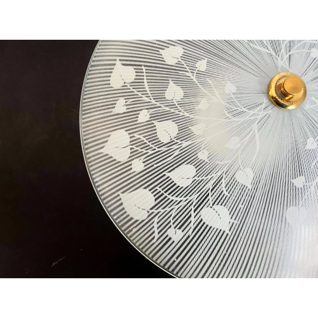 Metal 1960s Striped Leafy Flush Light For Sale - Image 7 of 15