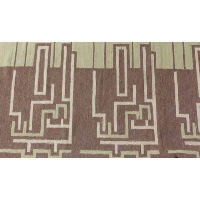 Modern Scandinavian Art Deco Flat Weave Wool Rug by Doris Leslie Blau Size: 12.0" × 16.0" (365 × 487 cm) This striking...