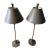 Pair Vintage Hart & Associates Antique Brass Candlestick Buffet Lamps Taupe Painted Shades and Vine Foliage Detailing For Sale