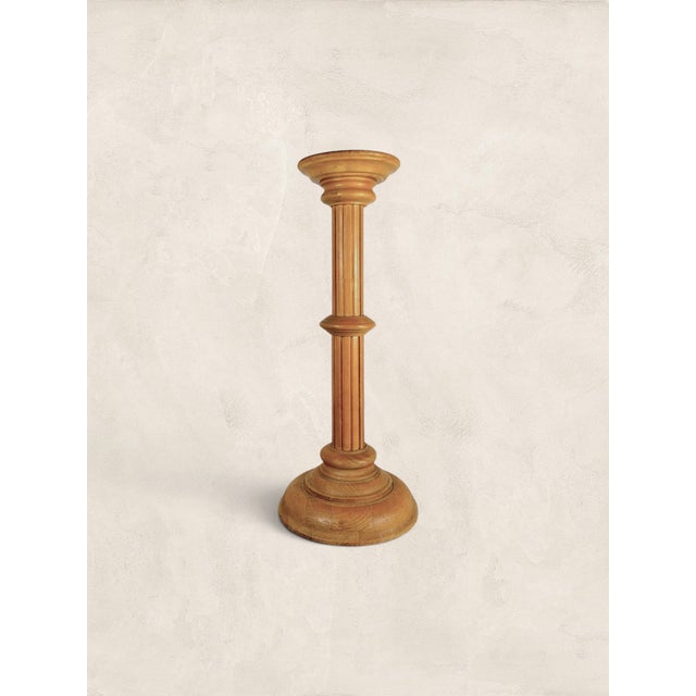 1970s Vintage English Turned Pine Pedestal Stand For Sale - Image 5 of 7