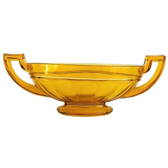 Antique Art Deco Fruit Bowl in Amber Glass from Val Saint Lambert, 1930s For Sale - Image 9 of 9