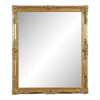 Rectangular Gold Foil Hand-Carved Wooden Mirror, 1970s For Sale