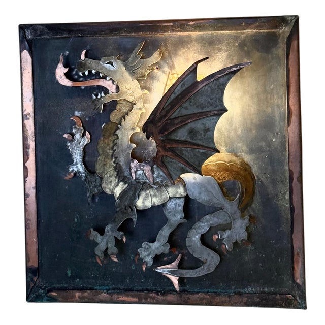 Sculptural Dragon Wall Light in Mixed Metals and Oxidized Copper by Mathieu Matégot, 1970s For Sale
